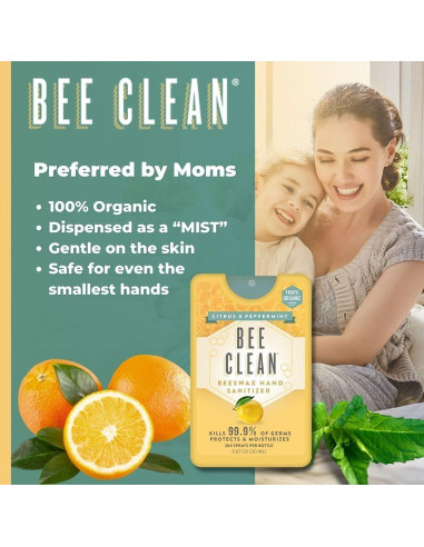 Desinfectante de Manos Orgánico Bee Clean Menta Cítrica 4 Unidades