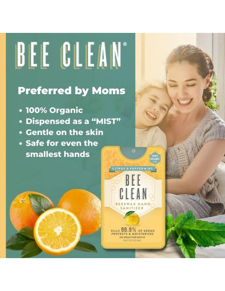 Desinfectante de Manos Orgánico Bee Clean Menta Cítrica 4 Unidades