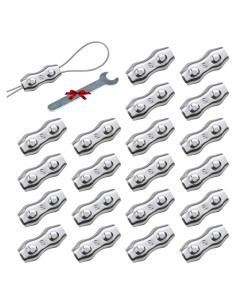 20 Clips de Cuerda de Alambre Dúplex M3 Bazeiona Acero Inoxidable