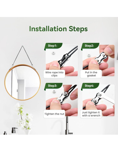 20 Clips de Cuerda de Alambre Dúplex M3 Bazeiona Acero Inoxidable