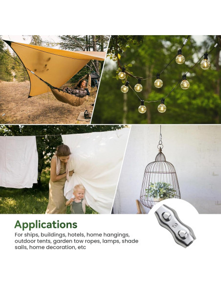 20 Clips de Cuerda de Alambre Dúplex M3 Bazeiona Acero Inoxidable