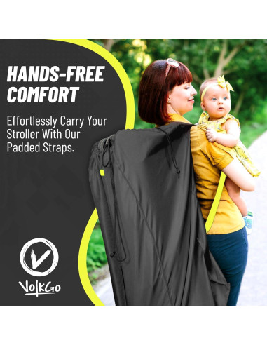 Bolsa de Cochecito Extra Grande Volkgo para Viaje Aéreo - Negro