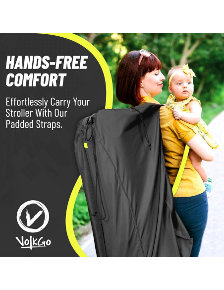 Bolsa de Cochecito Extra Grande Volkgo para Viaje Aéreo - Negro