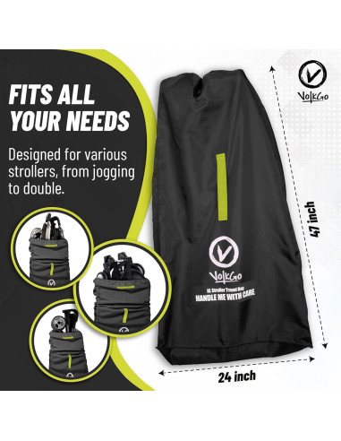 Bolsa de Cochecito Extra Grande Volkgo para Viaje Aéreo - Negro