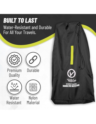 Bolsa de Cochecito Extra Grande Volkgo para Viaje Aéreo - Negro