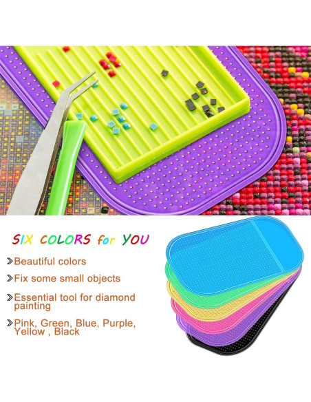 Blulu 6 Piezas Almohadillas Antideslizantes para Pintura de Diamante