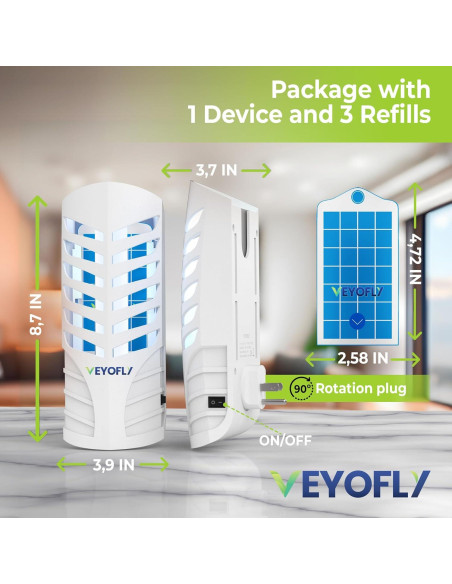 Trampa para Moscas de Fruta VEYOFLY VF02 Interior 1 Dispositivo + 3 Recargas