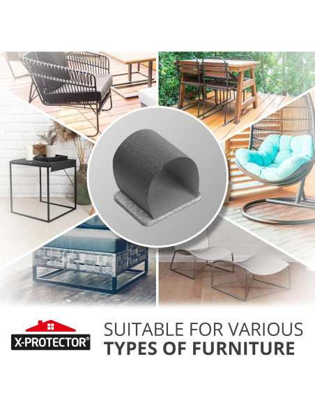 X-Protector 24 PCS Protectores de Piso para Sillas Tubulares Gris