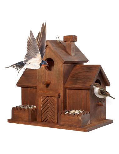 Casa para Aves MIXUMON de Madera con 3 Habitaciones y Comederos