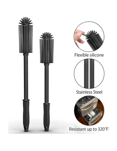 Cepillo Limpiador de Botellas de Silicona SUPPHOUS 2 Piezas