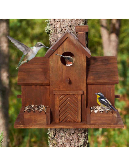 Casa para Aves MIXUMON de Madera con 3 Habitaciones y Comederos