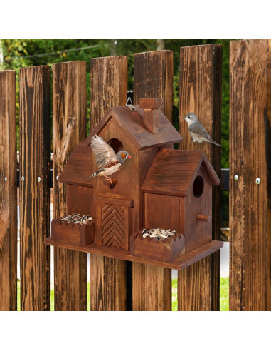 Casa para Aves MIXUMON de Madera con 3 Habitaciones y Comederos