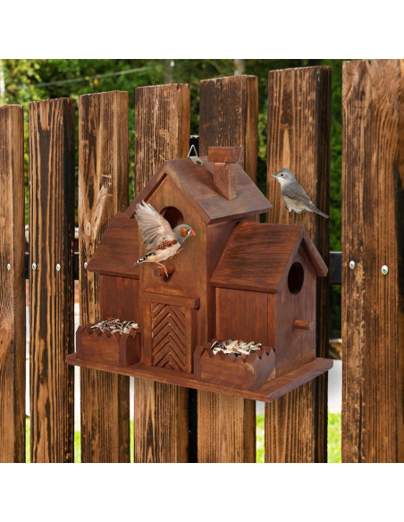 Casa para Aves MIXUMON de Madera con 3 Habitaciones y Comederos