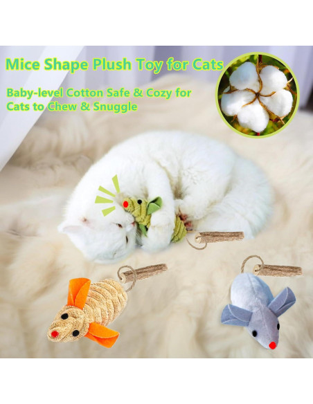 Juguetes para Gatos GREMBEB - 3 Ratones Chirriantes con Catnip