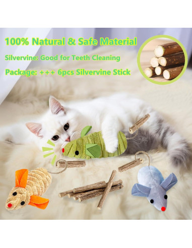 Juguetes para Gatos GREMBEB - 3 Ratones Chirriantes con Catnip