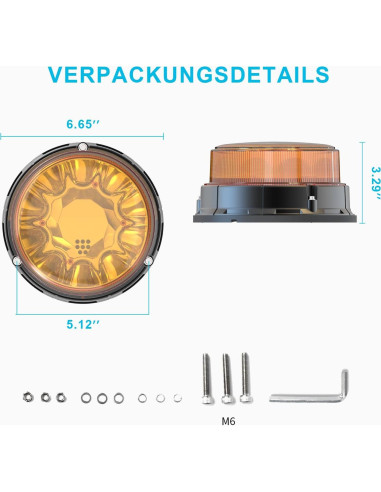 Luz Beacon LED Agrieyes 80W 16.76 cm Alta Visibilidad IP67