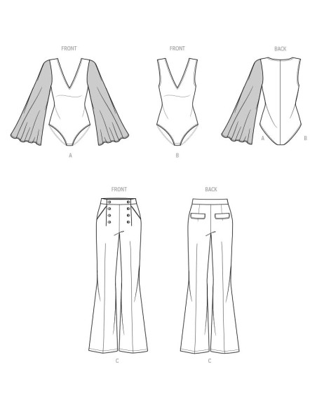 Patrones de Costura Know Me ME2043 para Bodysuits y Pantalones