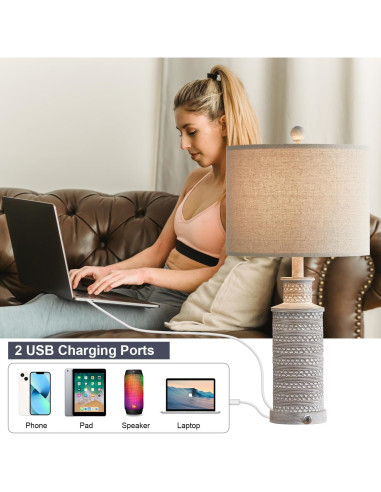 Lámpara de Mesa Táctil Dimmable 3 Niveles USB Lingmei