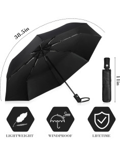 Kajaia Paraguas Plegable Automático Negro - 4 Pack Compacto 2