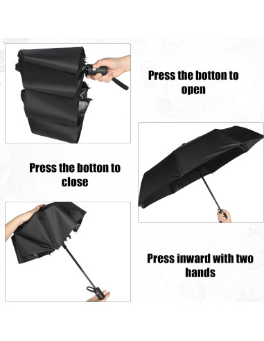 Kajaia Paraguas Plegable Automático Negro - 4 Pack Compacto