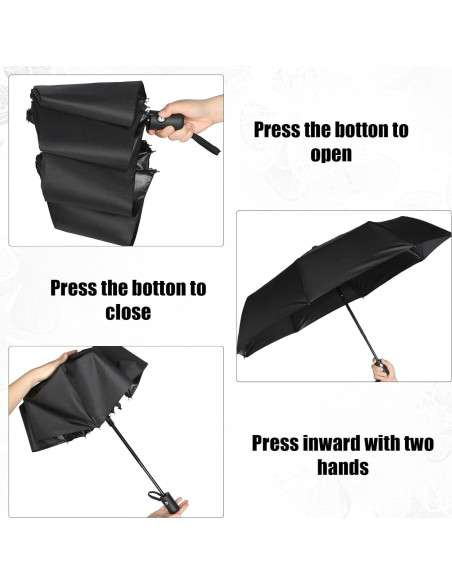 Kajaia Paraguas Plegable Automático Negro - 4 Pack Compacto