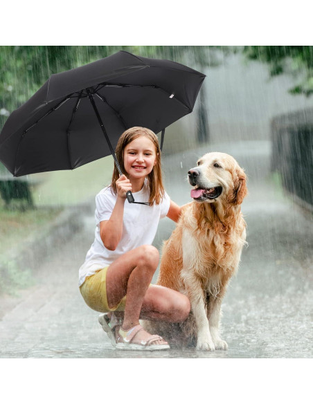 Kajaia Paraguas Plegable Automático Negro - 4 Pack Compacto