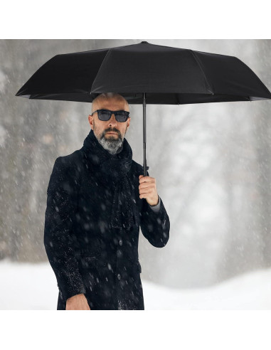 Kajaia Paraguas Plegable Automático Negro - 4 Pack Compacto