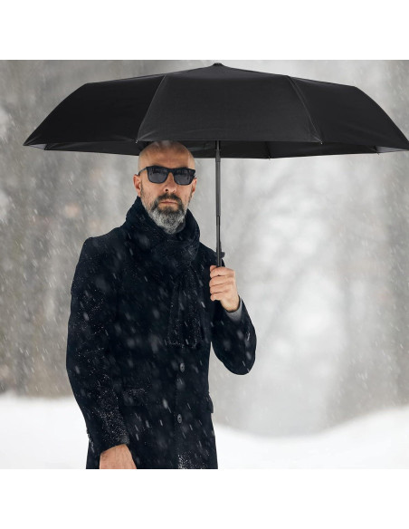 Kajaia Paraguas Plegable Automático Negro - 4 Pack Compacto