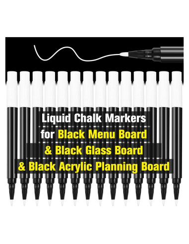 Marcadores de Tiza Líquida Blancos OORAII - 14 Unidades, Punta Fina 1mm