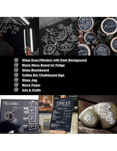 Marcadores de Tiza Líquida Blancos OORAII - 14 Unidades, Punta Fina 1mm