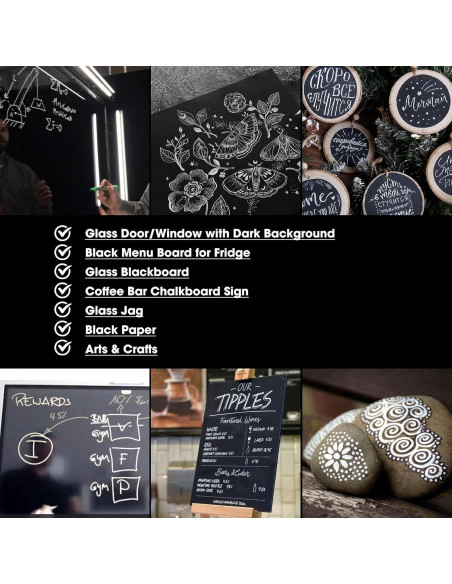 Marcadores de Tiza Líquida Blancos OORAII - 14 Unidades, Punta Fina 1mm