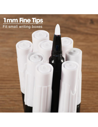 Marcadores de Tiza Líquida Blancos OORAII - 14 Unidades, Punta Fina 1mm