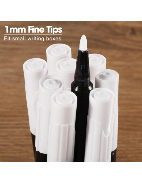 Marcadores de Tiza Líquida Blancos OORAII - 14 Unidades, Punta Fina 1mm