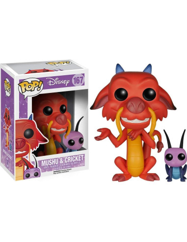 Figura de Vinilo Pop! Funko Mulan Mushu y Grillo 9.5 cm