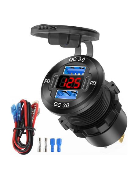 Cargador USB de 12V TIANWIDJEW 4 Puertos Carga Rápida