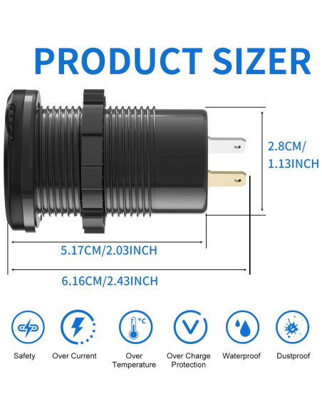 Cargador USB de 12V TIANWIDJEW 4 Puertos Carga Rápida