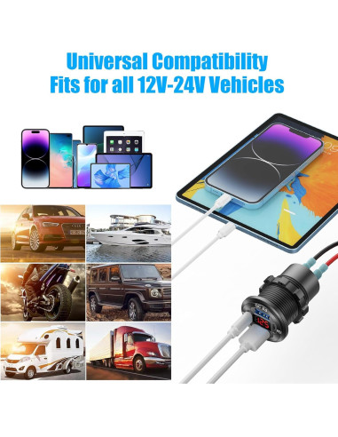 Cargador USB de 12V TIANWIDJEW 4 Puertos Carga Rápida