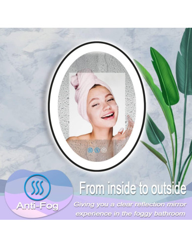 Espejo LED Ovalado 76x51 cm DIDIDADA con Marco Negro