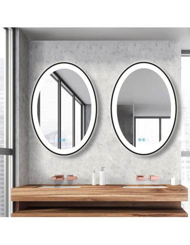 Espejo LED Ovalado 76x51 cm DIDIDADA con Marco Negro