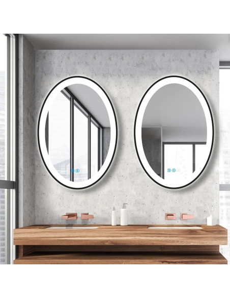 Espejo LED Ovalado 76x51 cm DIDIDADA con Marco Negro