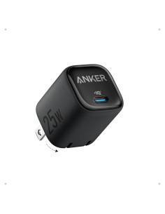 Cargador USB C Anker 25W Compacto Plegable Carga Rápida Negro