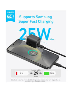 Cargador USB C Anker 25W Compacto Plegable Carga Rápida Negro 2