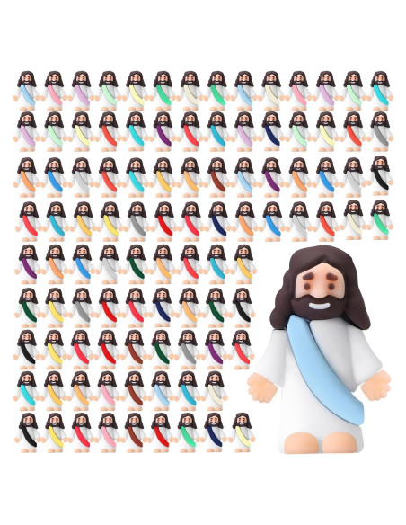 Bememo 100 Figuras de Jesús de Goma Coloridas para Fiesta Religiosa