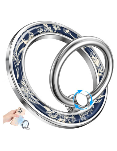 Soporte Magnético para Teléfono LISEVO con Flores Azules