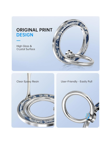 Soporte Magnético para Teléfono LISEVO con Flores Azules