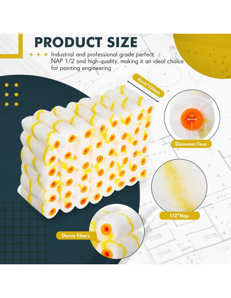 Cubiertas de Rodillo de Pintura Leumoi 100 Pcs 10.16 cm Microfibra