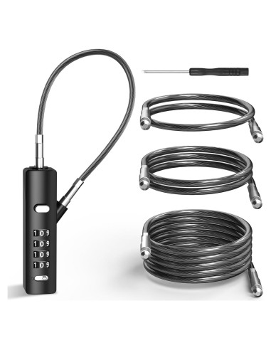 Candado de Combinación I-EASYDWW 4 Dígitos con 3 Cables de Acero