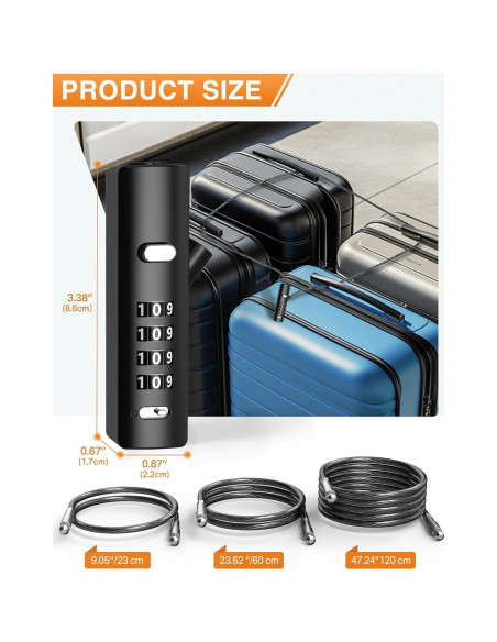 Candado de Combinación I-EASYDWW 4 Dígitos con 3 Cables de Acero