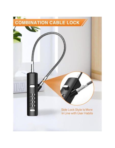 Candado de Combinación I-EASYDWW 4 Dígitos con 3 Cables de Acero