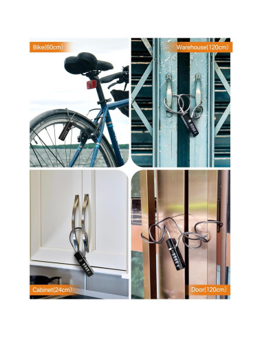 Candado de Combinación I-EASYDWW 4 Dígitos con 3 Cables de Acero